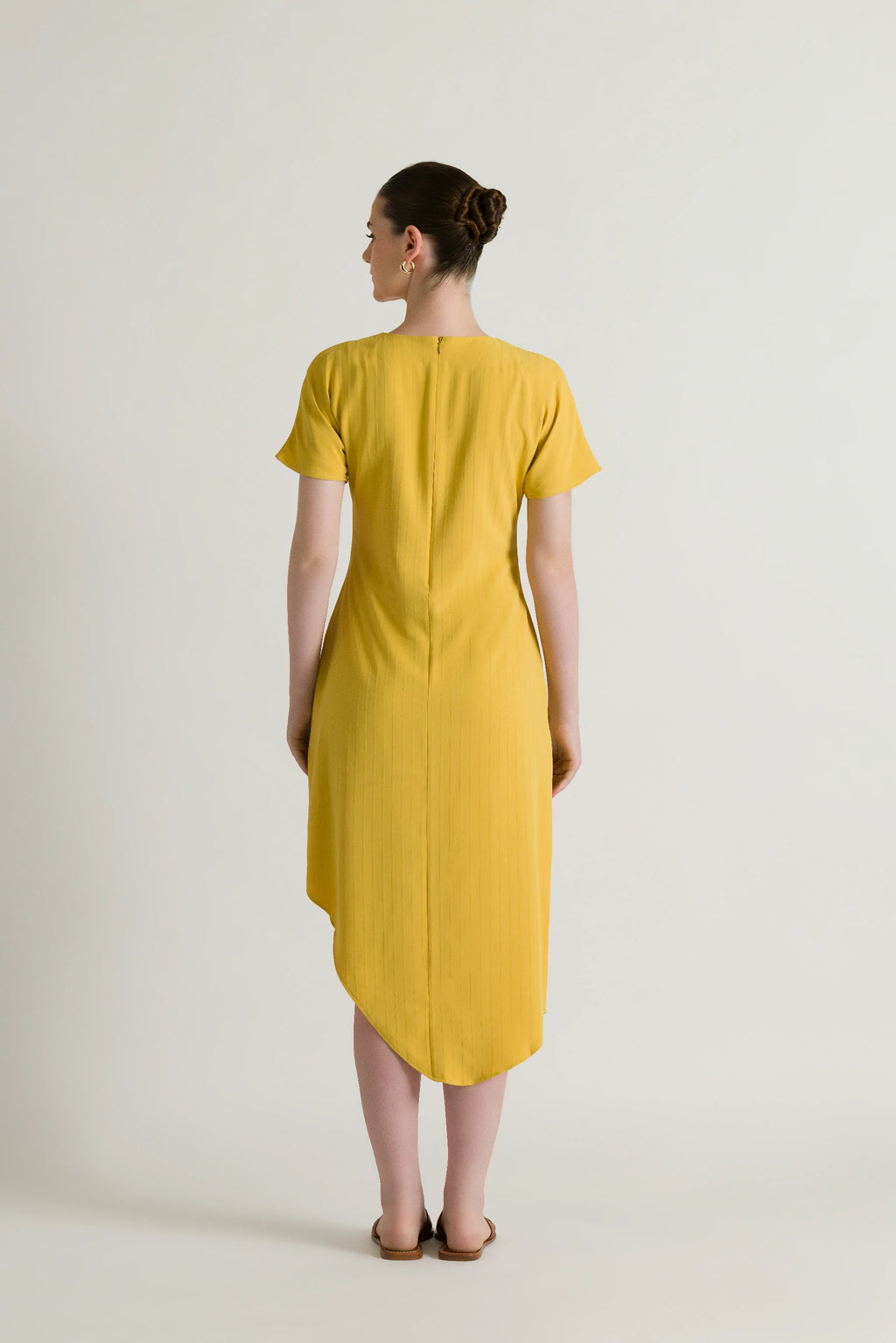 Asymmetrical Cap sleeves Midi Dress