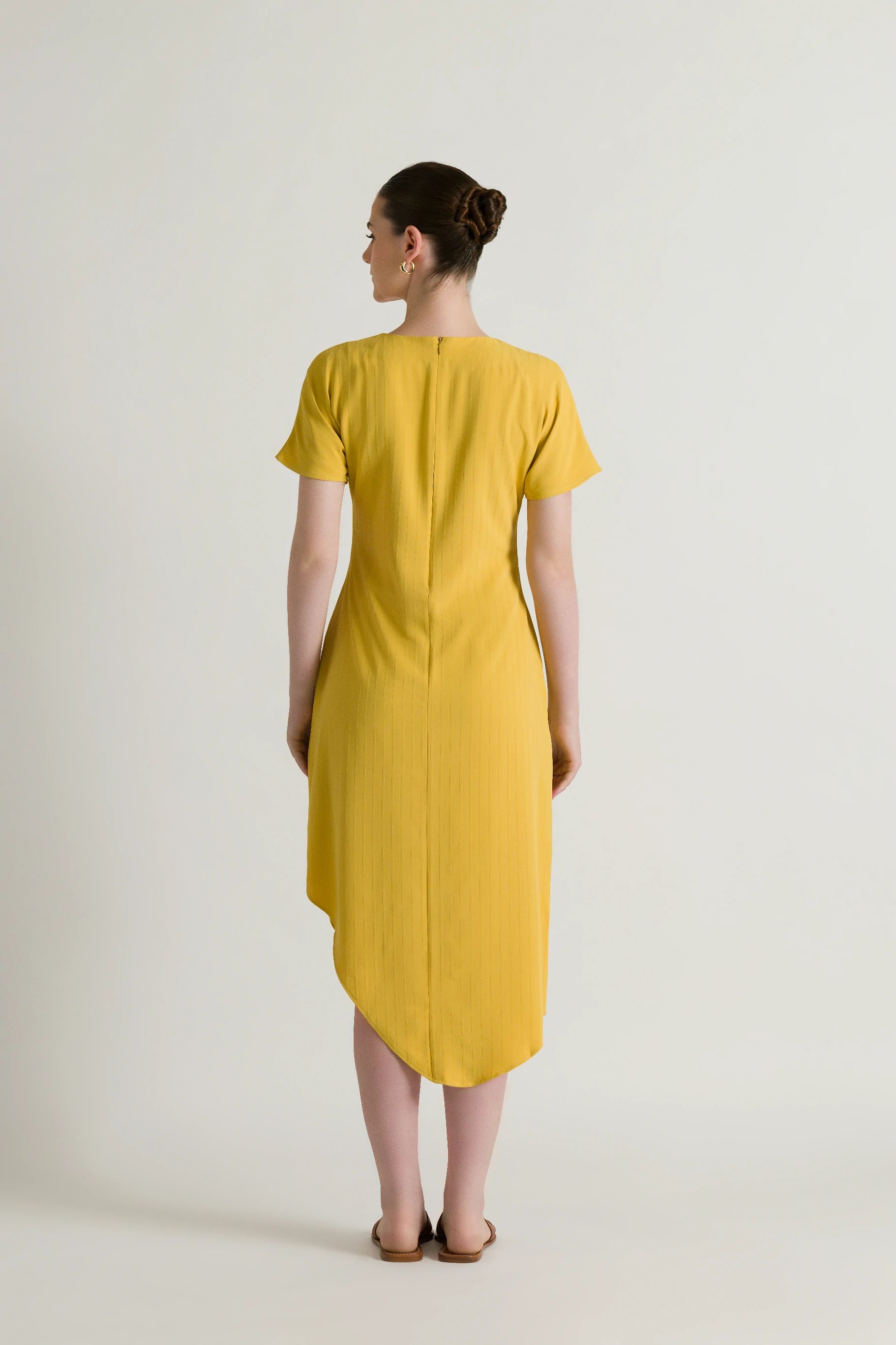 Asymmetrical Cap sleeves Midi Dress