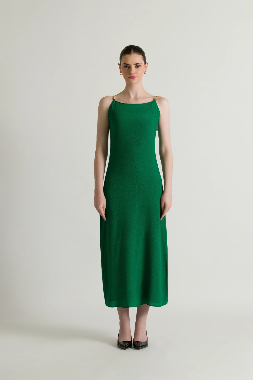 Spaghetti Green Midi Dress