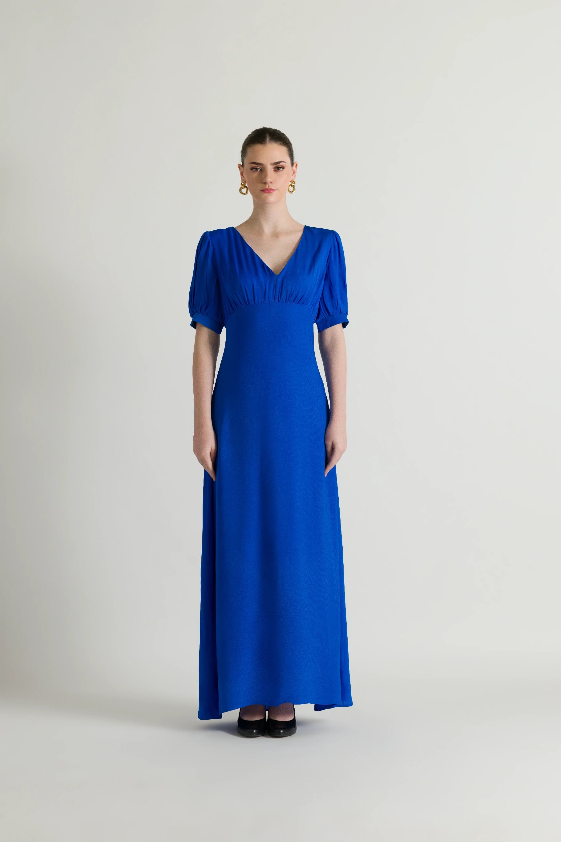 Empire Waistline Blue Maxi Dress