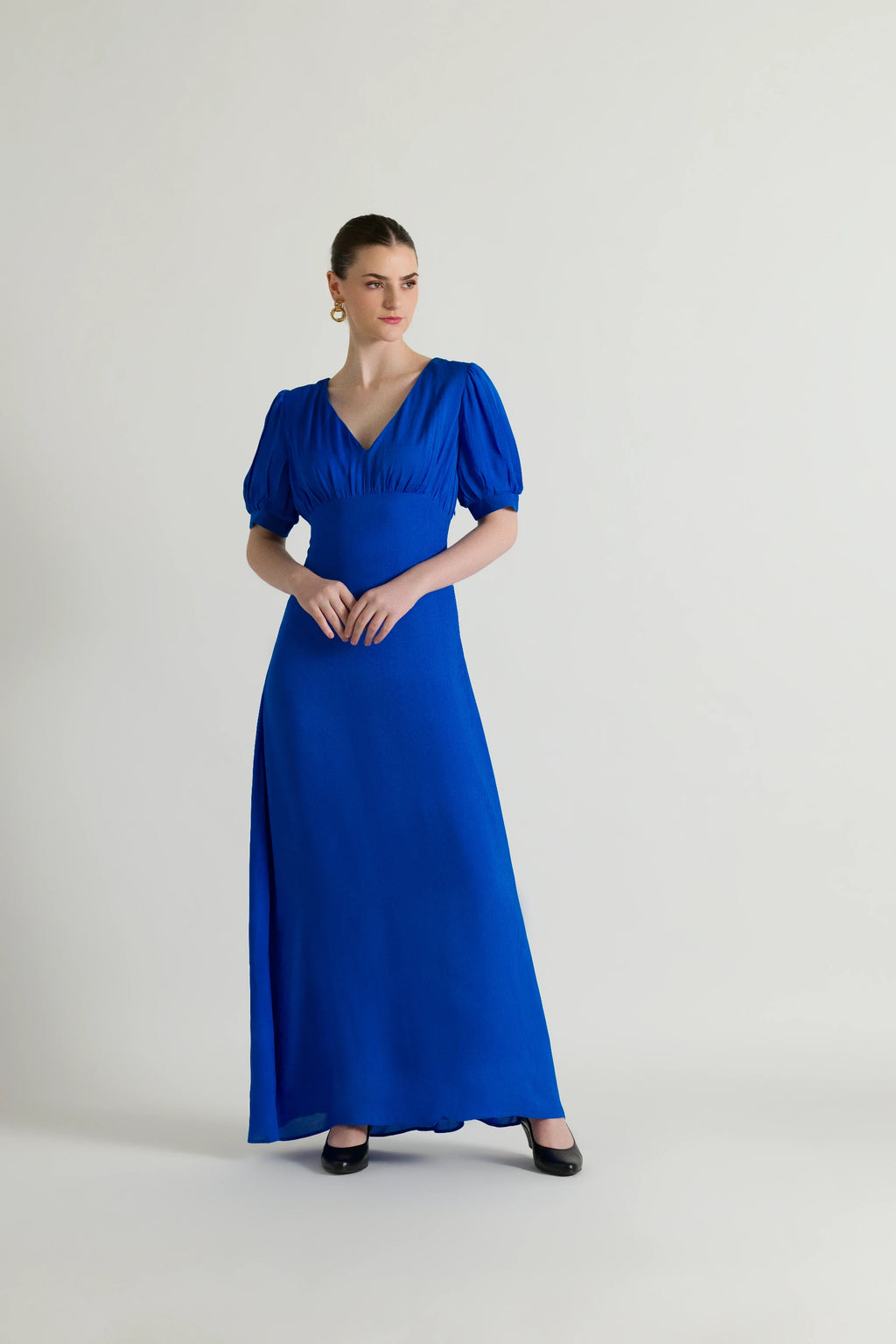 Empire Waistline Blue Maxi Dress