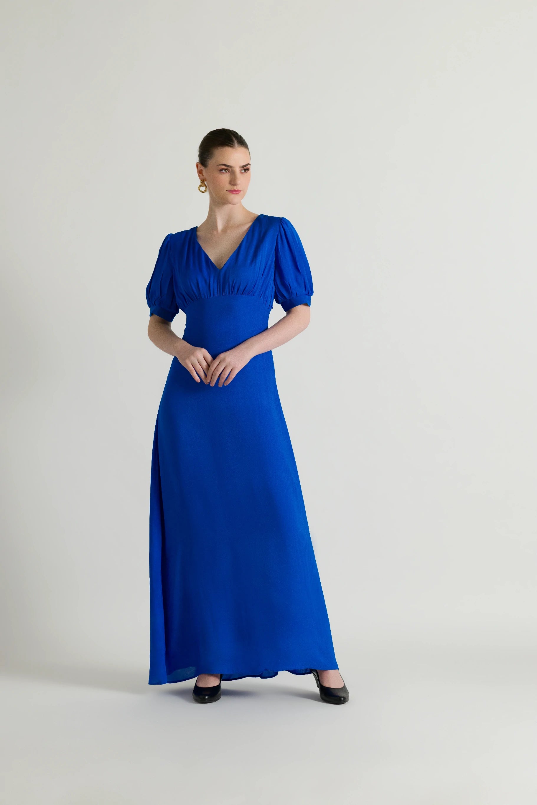 Empire Waistline Blue Maxi Dress