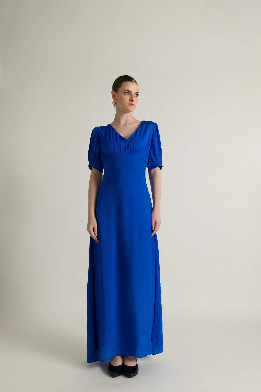 Empire Waistline Blue Maxi Dress