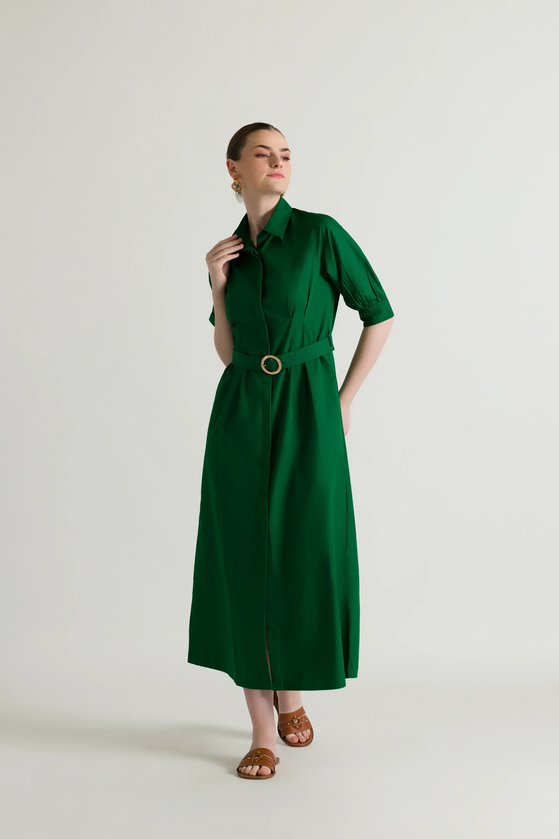 Classic Collared Flowy Dress