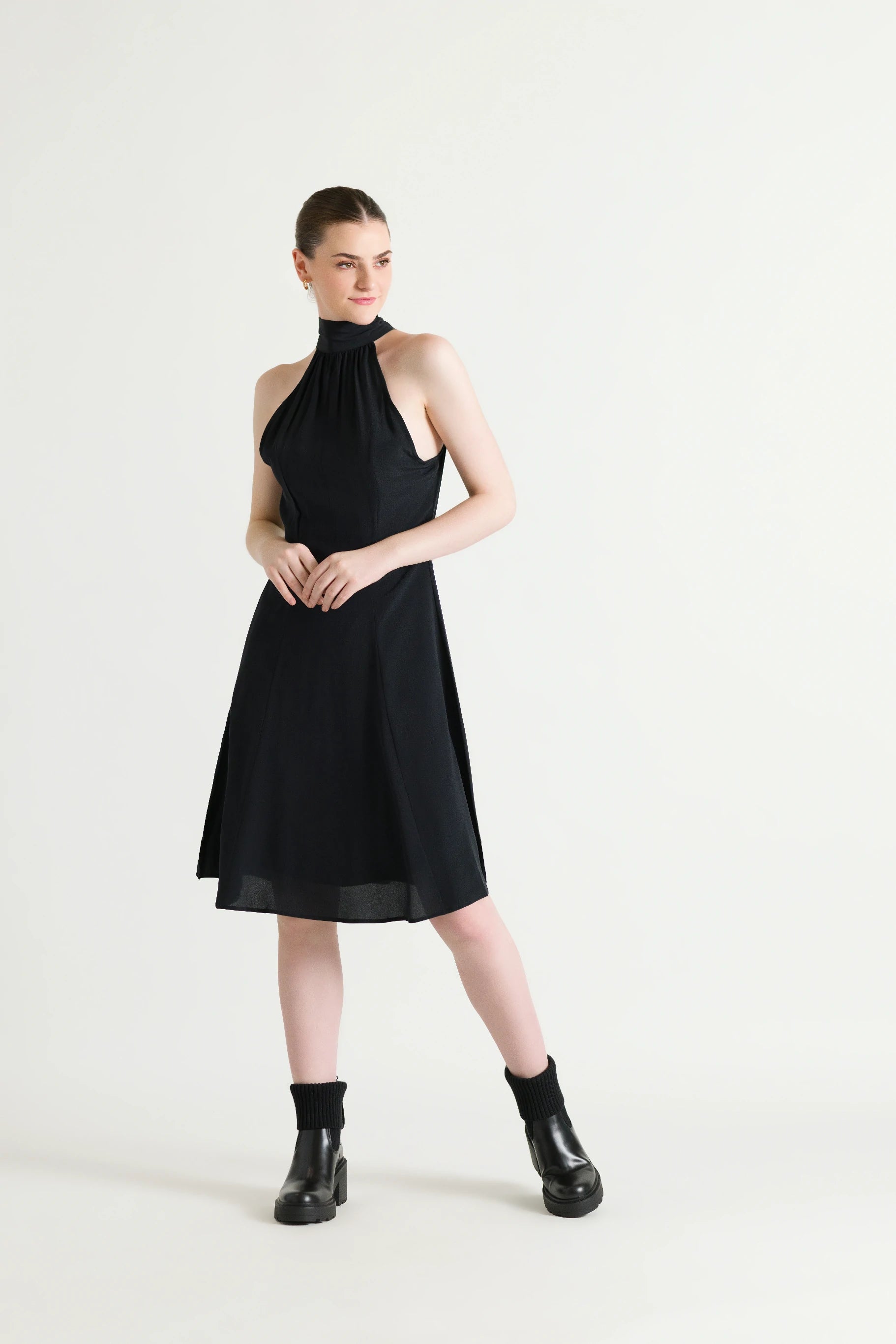 A-Line Flared Black Dress
