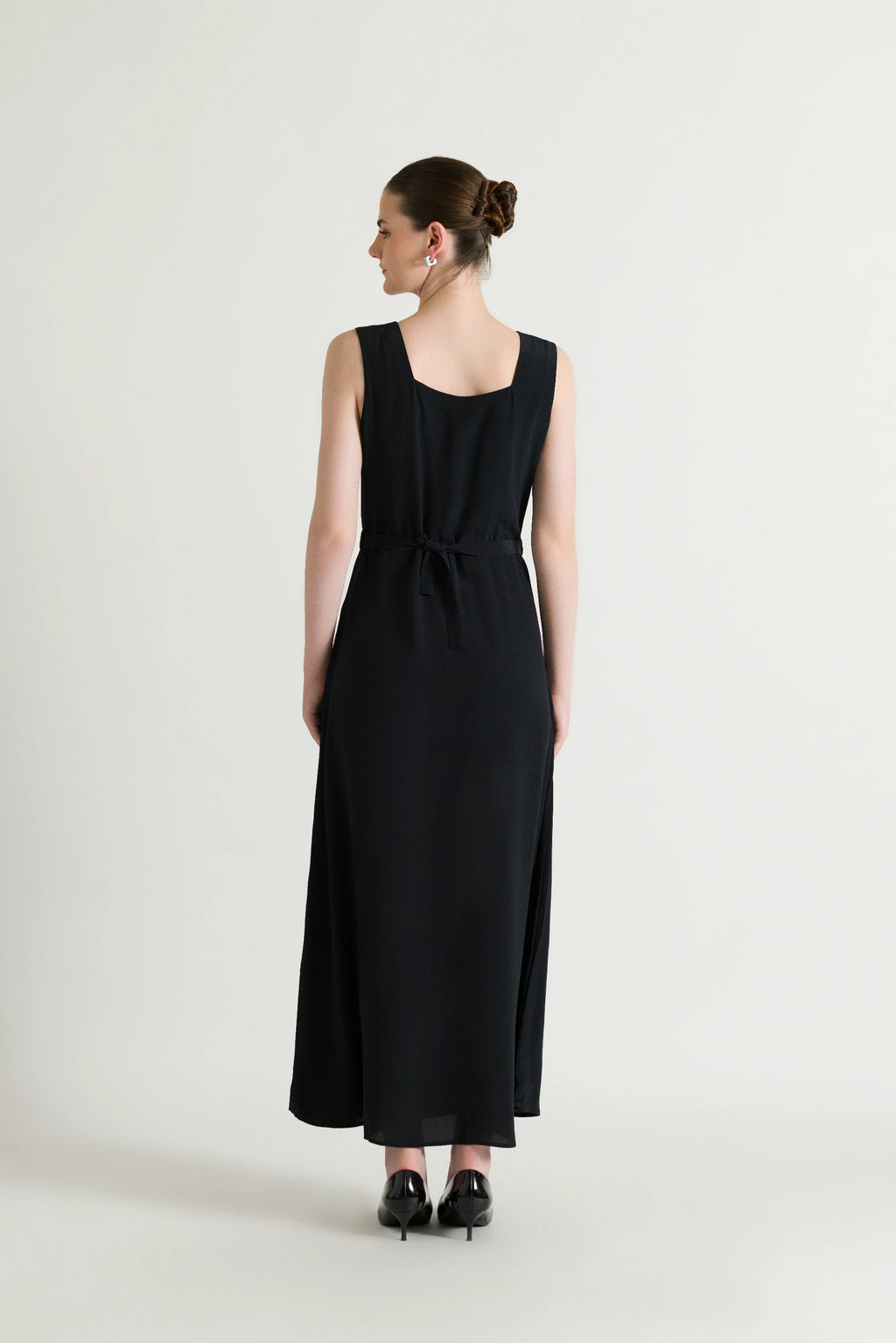 Straight Flowing Black Maxi Dress