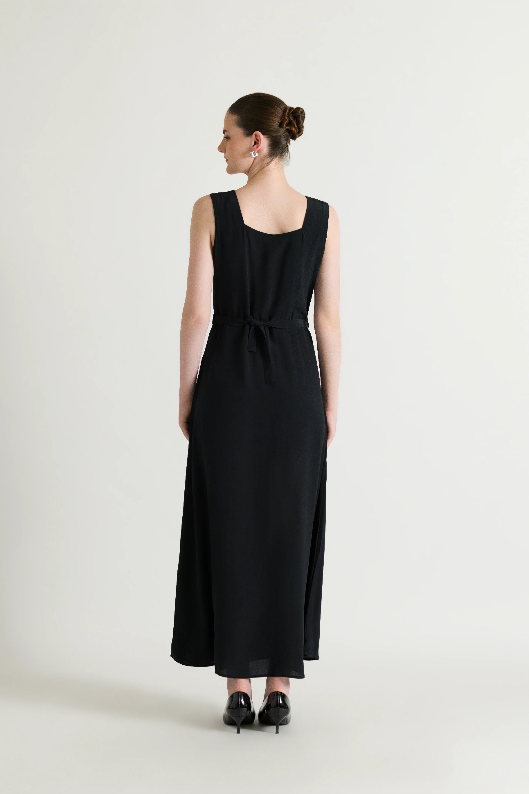 Straight Flowing Black Maxi Dress